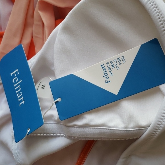 Felnart V Neck Orange Color Block Wrap Swimsuit with a Bowknot Size M - Picture 4 of 11